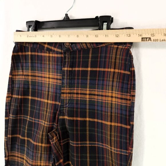 Free People Pants Fall Plaid Size 26 High Rise Soft Trousers Tapared Leg - Picture 3 of 13